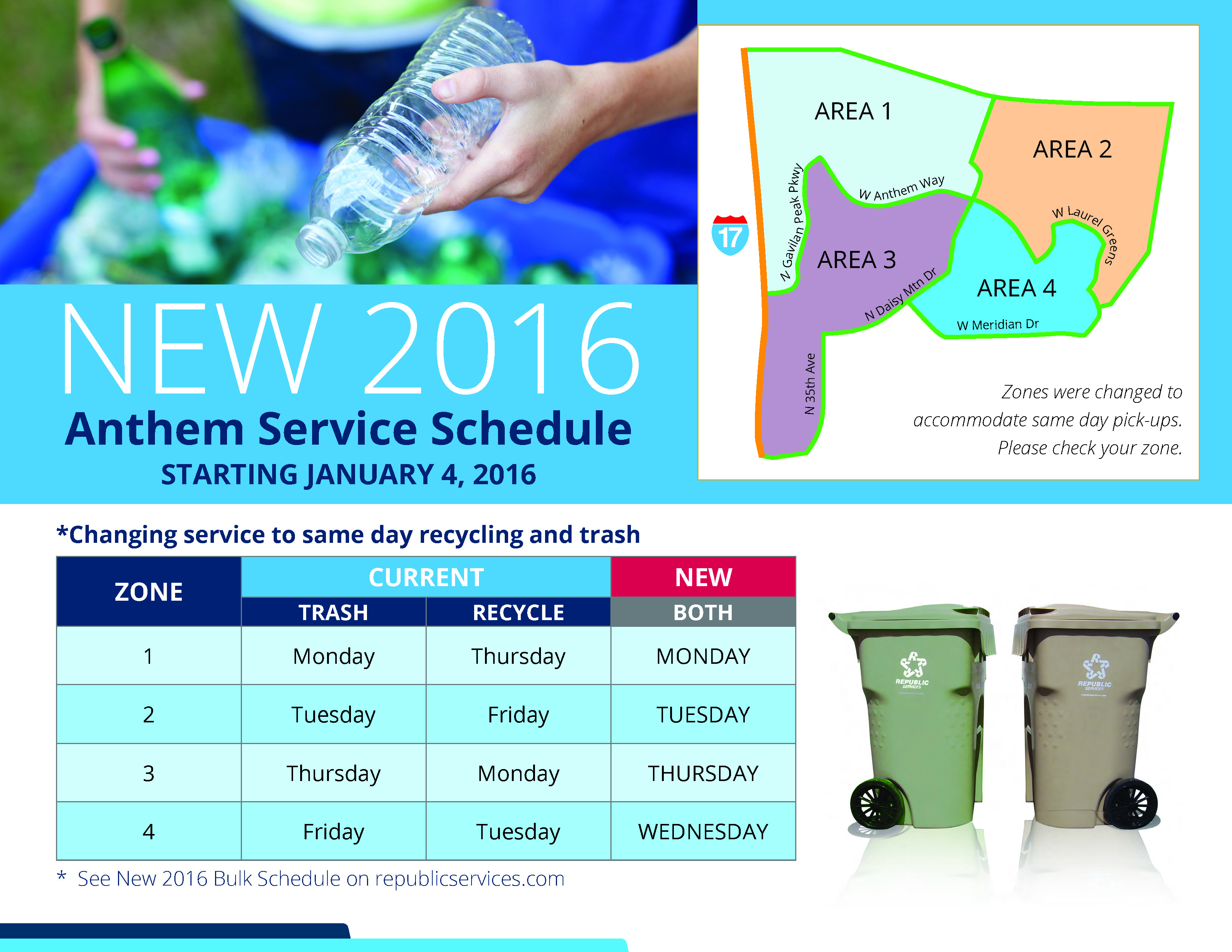 New Trash Collection Schedule In 2016 For Anthem Arizona
