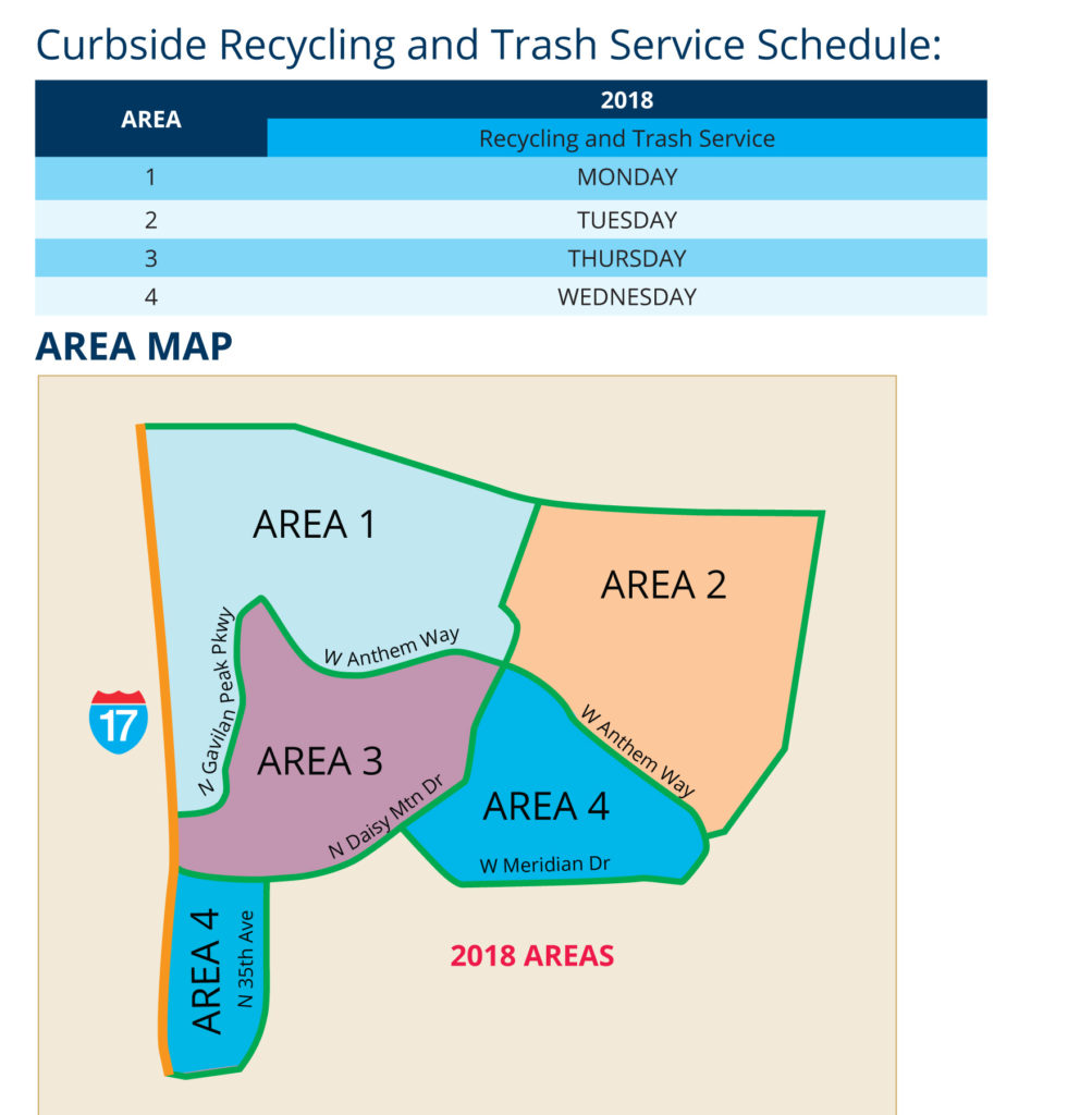 Curbside Recycling and Trash Service Schedule for Anthem Arizona